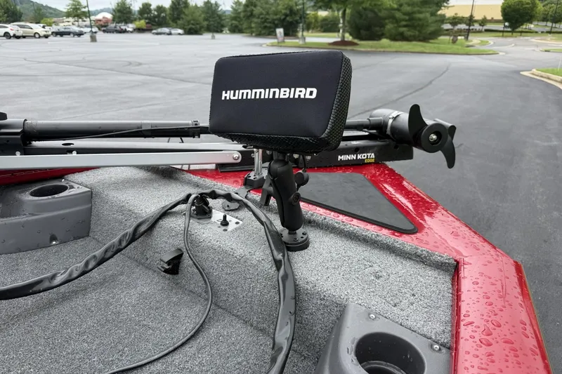 Slide: The Image of 2024 Tracker Pro Team 175 TF boat with Humminbird and Minn Kota equipment. - 9