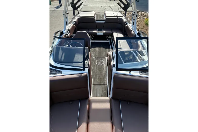 Slide: The Image of 2025 Moomba Max boat interior with sleek seating and modern design. - 35
