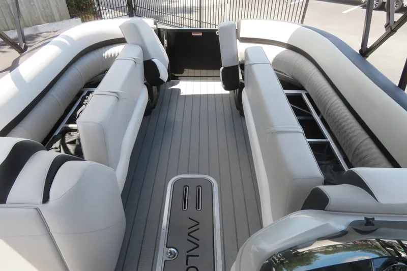 Slide: The Image of 2027 Avalon LSZ Versatile Rear Bench boat interior with sleek seating and modern design. - 26