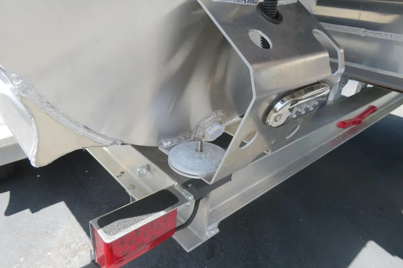 Slide: The Image of Close-up of 2027 Avalon LSZ Versatile Rear Bench boat trailer hitch mechanism. - 12
