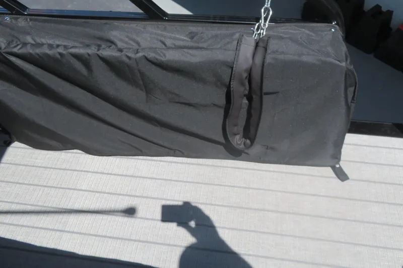 Slide: The Image of Black cover on Avalon LSZ Versatile Rear Bench, 2027 model, with shadow on deck. - 43