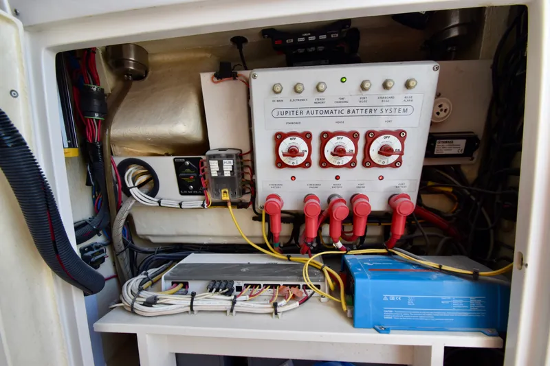 Slide: The Image of Electrical system of a 2015 Jupiter Center Console boat with battery management. - 41