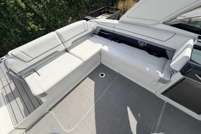 Slide: The Image of 2022 Formula 330 Crossover Bowrider I/O interior with spacious seating and modern design. - 13
