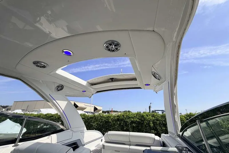 Slide: The Image of Interior view of 2022 Formula 330 Crossover Bowrider I/O, featuring sleek design and modern amenities. - 10