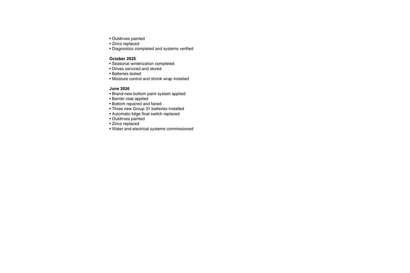 Slide: The Image of Maintenance schedule for 2016 Sea Ray SLX 350, including winterization and system updates. - 28