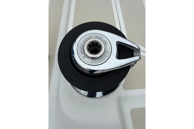 Slide: The Image of Close-up of a Harken winch on a 2000 Tartan 3700 sailboat deck. - 40