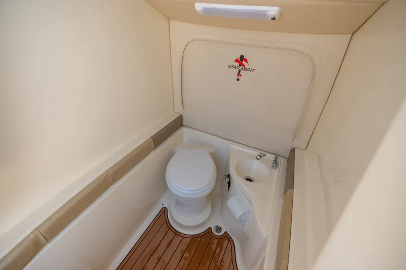 Slide: The Image of Compact bathroom in 2015 Statement 380 Open boat with wooden flooring and sink. - 35