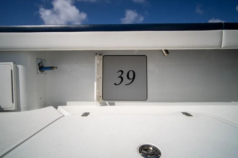 Slide: The Image of 2022 Yellowfin 39 Offshore boat interior with number 39 displayed. - 25