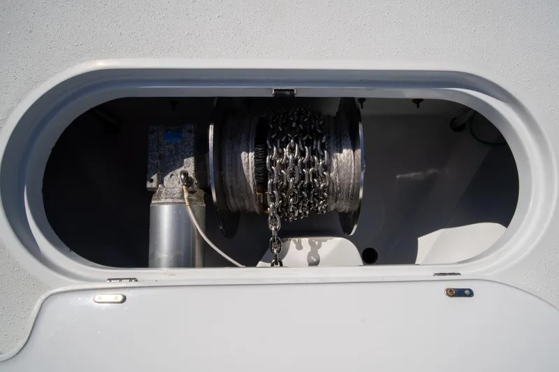 Slide: The Image of Anchor chain compartment of 2022 Yellowfin 39 Offshore boat. - 26