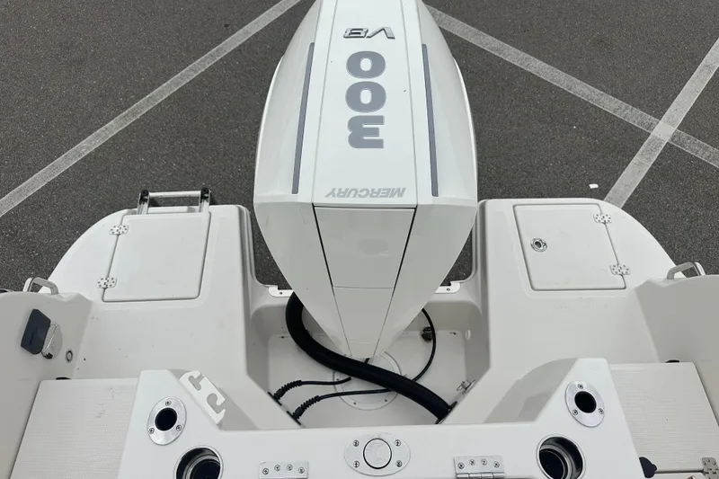 Slide: The Image of 2026 Sailfish 232 CC boat with Mercury 300 V8 engine, viewed from above. - 33
