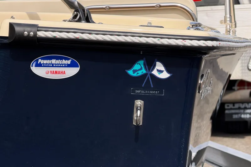 Slide: The Image of Rossiter 14 boat, 2027 model, featuring Yamaha PowerMatched system warranty sticker. - 9