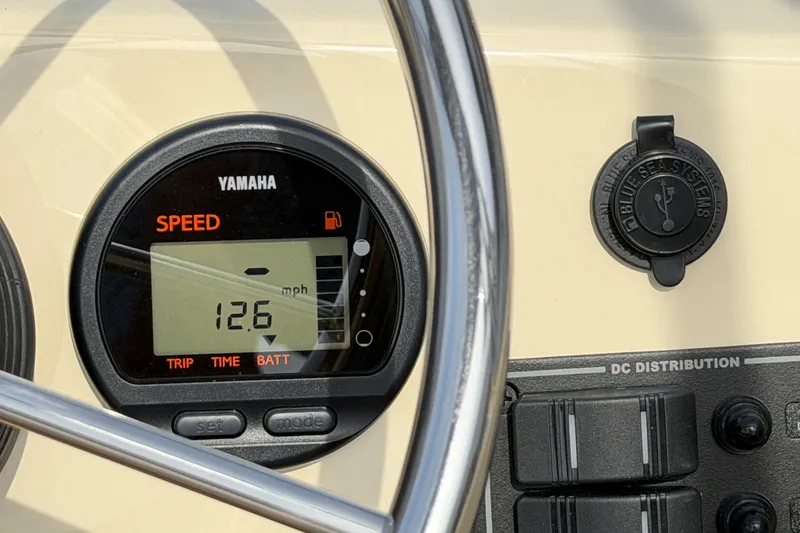 Slide: The Image of Dashboard of Rossiter 14 (2027) showing Yamaha speedometer at 12.6 mph. - 24