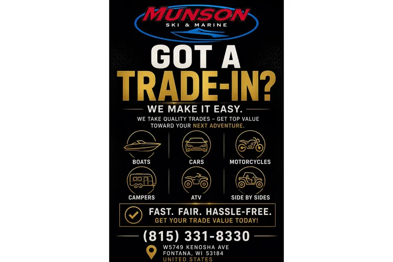 Slide: The Image of Munson Ski & Marine trade-in ad for boats, cars, motorcycles, campers, ATVs, and side by sides. - 19