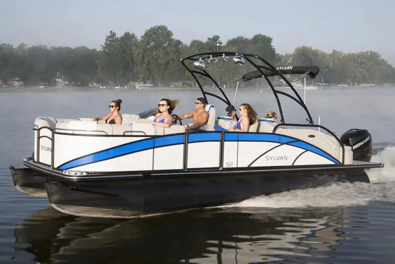 The Image of Manufacturer Provided Image: 2017 Sylvan S3 Extreme pontoon boat cruising on a lake with passengers. - 0