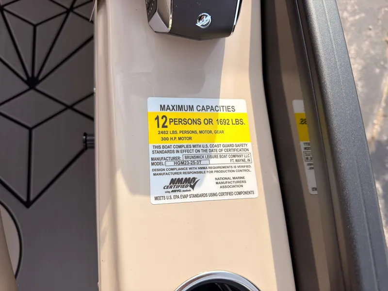 Slide: The Image of A label shows the maximum capacity of 12 persons or 1692 pounds. - 32