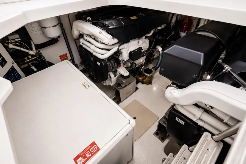 Slide: The Image of Engine room of 2016 Azimut 50 yacht, showcasing machinery and components. - 44