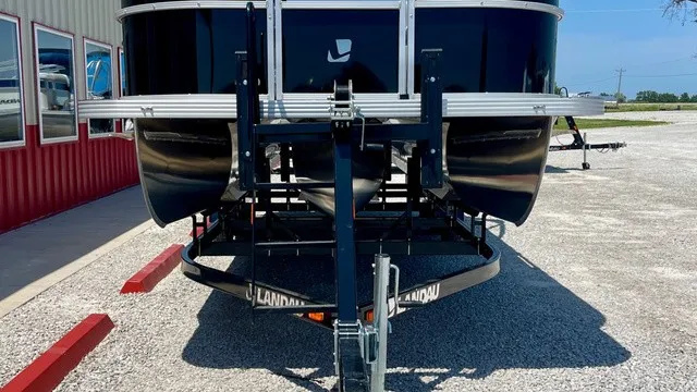 Slide: The Image of A 2026 Landau Island Breeze 23C Sport Rear Lounge Tritoon on a trailer. - 4