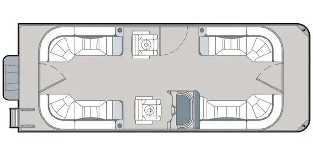 Slide: The Image of Layout of the 2026 Landau Island Breeze 23C Sport Rear Lounge Tritoon. - 23