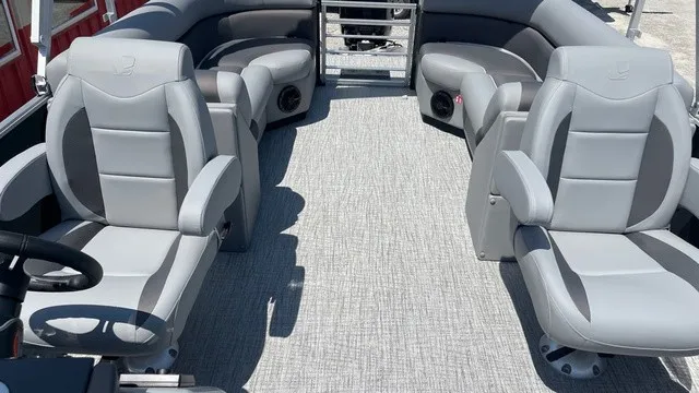 Slide: The Image of 2026 Landau Island Breeze 23C Sport with gray upholstered seats and modern design. - 8