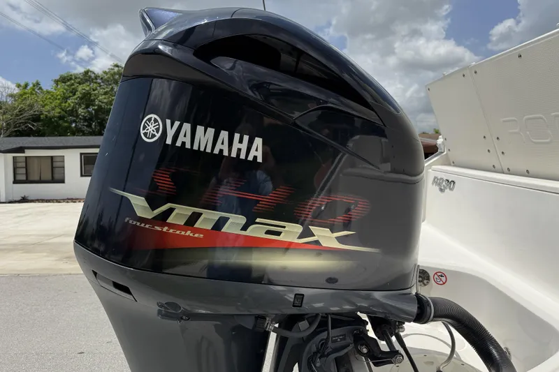 Slide: The Image of Yamaha VMAX outboard motor on 2020 Robalo R230 Center Console boat. - 53