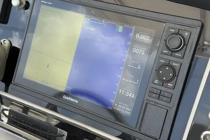 Slide: The Image of Garmin GPS display on 2020 Robalo R230 Center Console boat dashboard. - 12