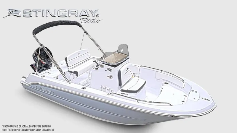 Slide: The Image of The image shows a modern Stingray 17 CC boat with sleek design and comfortable features. - 2