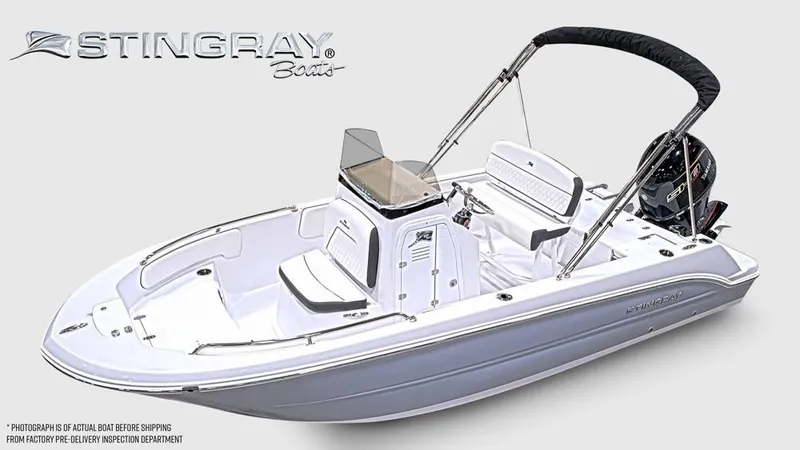Slide: The Image of The image shows a modern Stingray 17 CC boat with sleek design and comfortable features. - 4