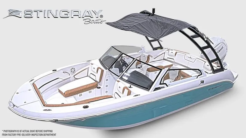 Slide: The Image of The image shows a modern Stingray 20 SBX boat with sleek design and comfortable seating. - 3