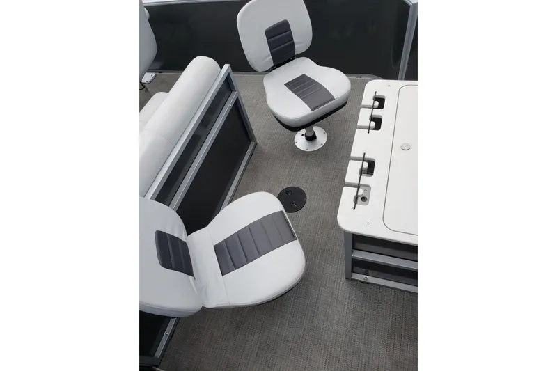 Slide: The Image of 2023 Bentley Pontoons 223 4 Party Fish interior with seating and fishing station. - 9