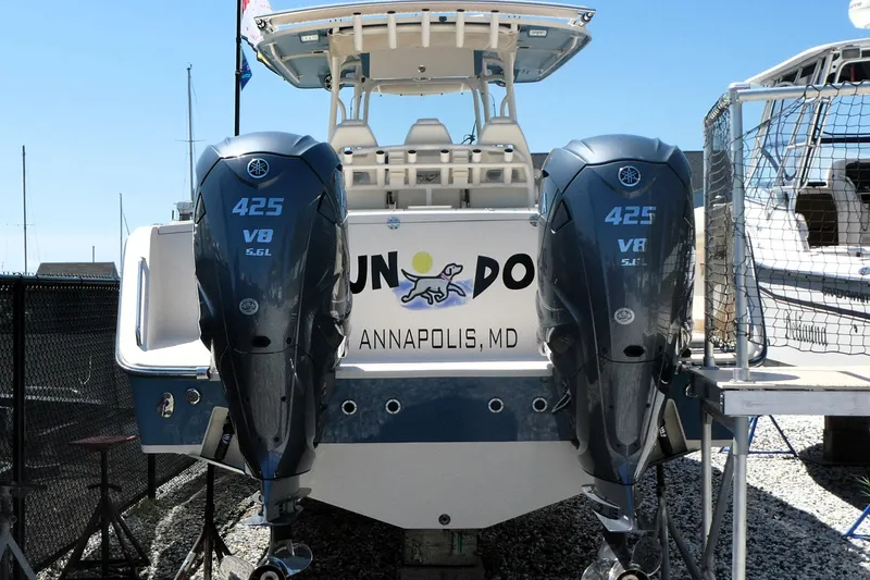 Slide: The Image of 2019 Grady-White Canyon 336 boat with dual Yamaha 425 V8 engines in Annapolis, MD. - 1