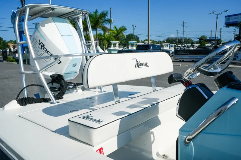 Slide: The Image of 2027 Maverick Mirage 18 HPX-V boat with sleek design and modern features. - 27
