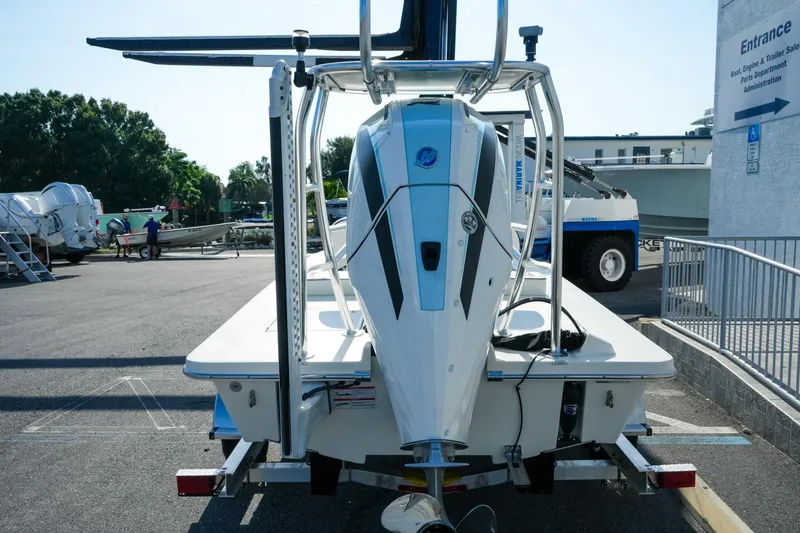 Slide: The Image of 2027 Maverick Mirage 18 HPX-V boat on trailer in parking lot. - 10