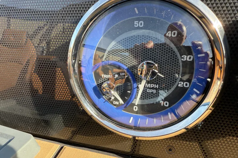 Slide: The Image of Dashboard of 2026 Premier 230 SunSation RF with speedometer and trim gauge. - 17