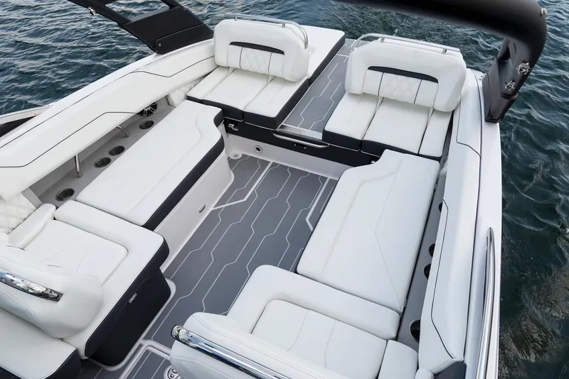 Slide: The Image of Manufacturer Provided Image: Luxurious 2026 Regal LS4 boat interior with spacious white seating and sleek design. - 19