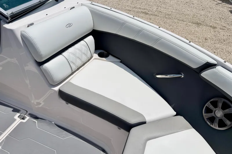 Slide: The Image of Luxurious seating in 2020 Regal 21 OBX boat, featuring elegant upholstery and modern design. - 11