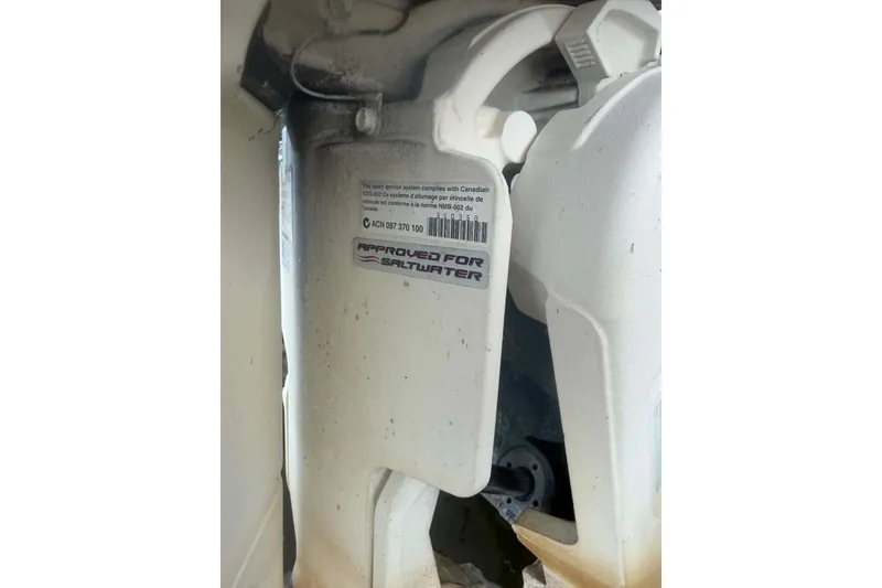 Slide: The Image of Close-up of a 2009 Premier 240 SunSpree boat component, labeled "Approved for Saltwater." - 8