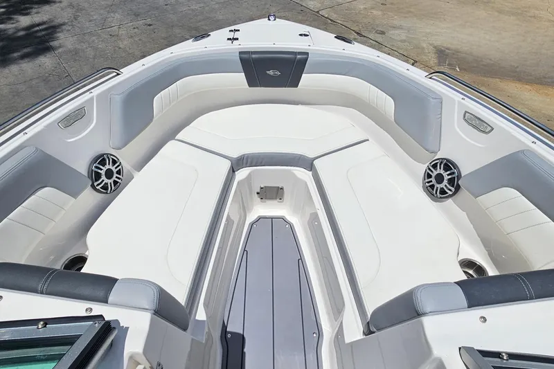 Slide: The Image of 2023 Chaparral 23 SSi boat interior with spacious seating and modern design. - 21