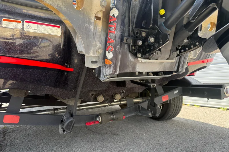 Slide: The Image of Close-up of a 2021 Nitro Z20 boat trailer hitch and suspension system. - 86