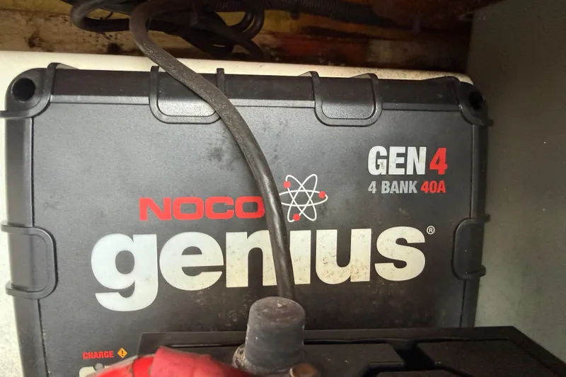 Slide: The Image of NOCO Genius GEN4 battery charger, 4 bank 40A, in a 2021 Nitro Z20 boat. - 107