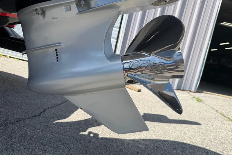 Slide: The Image of Close-up of a 2021 Nitro Z20 boat propeller, showcasing sleek metallic design. - 85