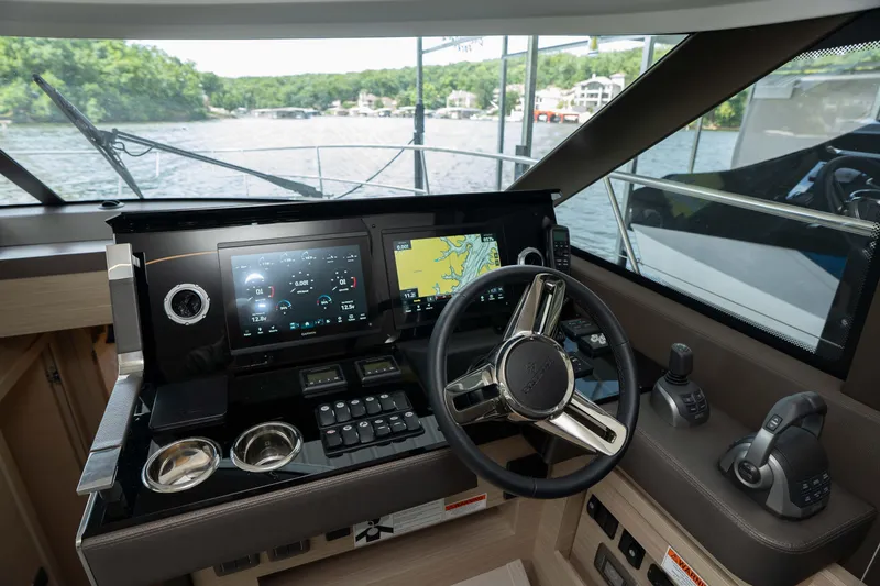 Slide: The Image of Modern helm of 2025 Pacific Prestige 460 Fly yacht with advanced navigation systems. - 42
