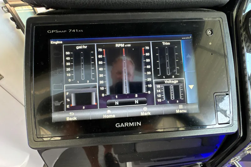 Slide: The Image of Garmin GPSMAP 741xs display on 2017 Four Winns H290 boat dashboard. - 43