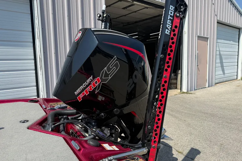 Slide: The Image of 2020 Bass Cat Pantera Classic with Mercury Pro XS engine near garage. - 17