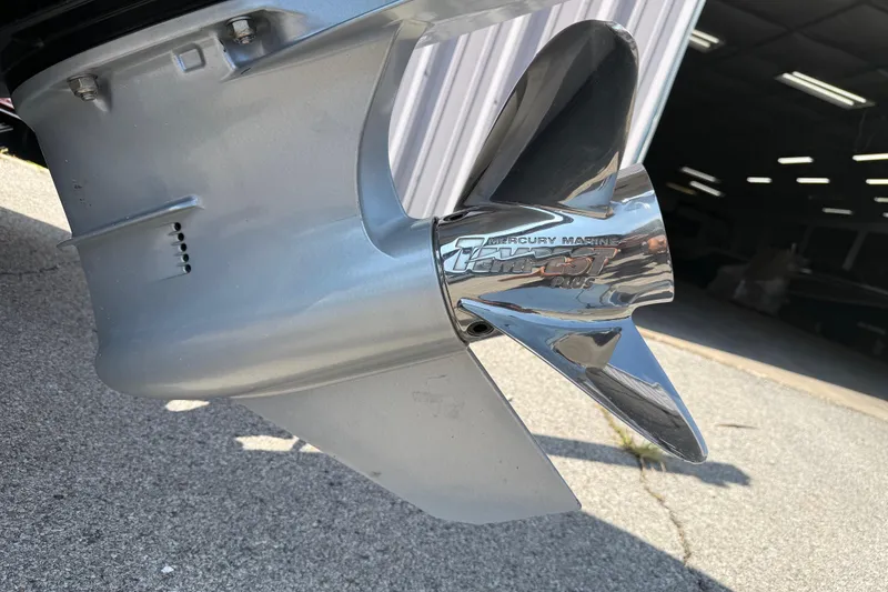 Slide: The Image of Close-up of Mercury Marine Tempest Plus propeller on 2020 Bass Cat Pantera Classic boat. - 18