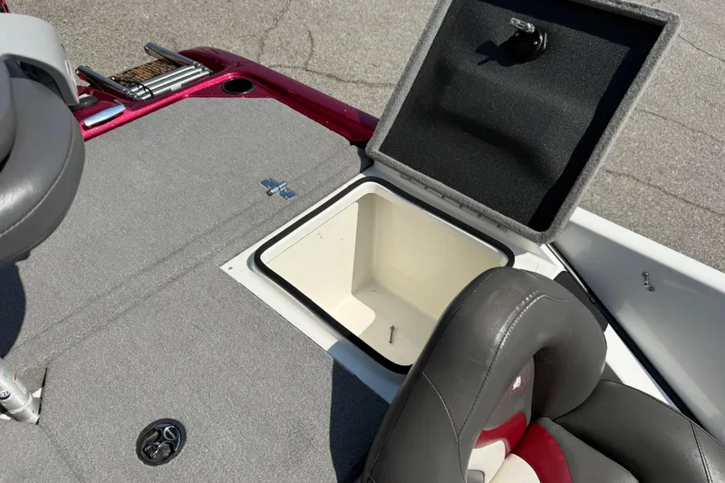 Slide: The Image of 2020 Bass Cat Pantera Classic boat interior with open storage compartment and seating. - 40