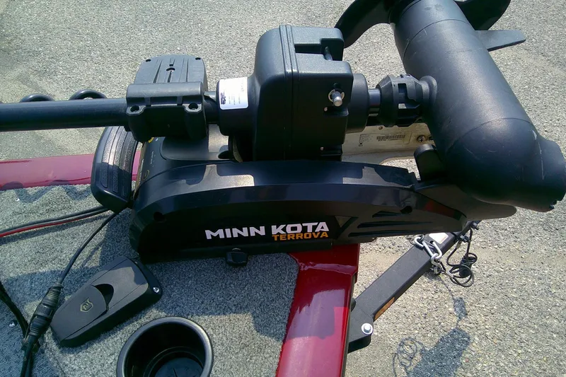 Slide: The Image of Minn Kota Terrova motor on 2024 Tracker Pro Guide V-16 SC boat. - 8