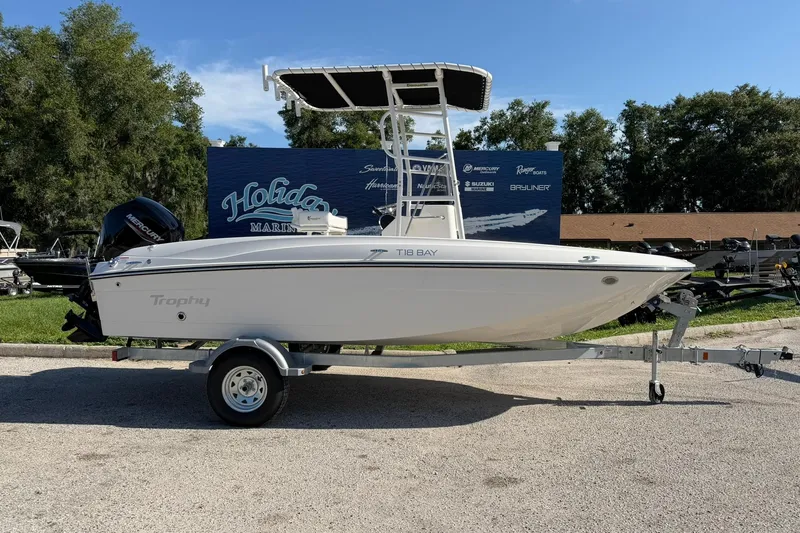 The Image of 2025 Bayliner Trophy T18 boat on trailer at Holiday Marina. - 0