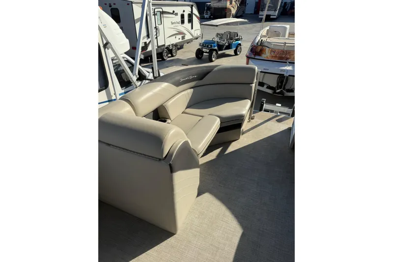 Slide: The Image of Luxurious seating on 2023 South Bay 224RS LE pontoon boat, showcasing comfort and style. - 8