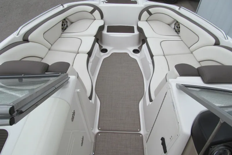 Slide: The Image of 2013 Yamaha Boats 242 Limited S interior with spacious seating and modern design. - 10