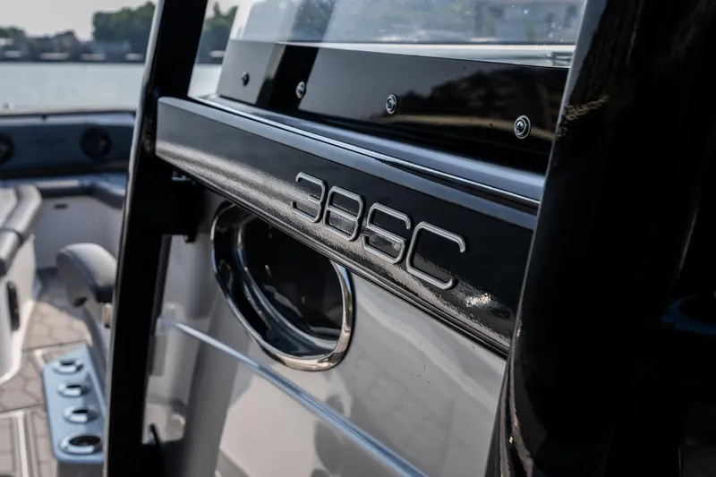 Slide: The Image of 2022 Fountain 38 SC boat interior with sleek design and modern features. - 8